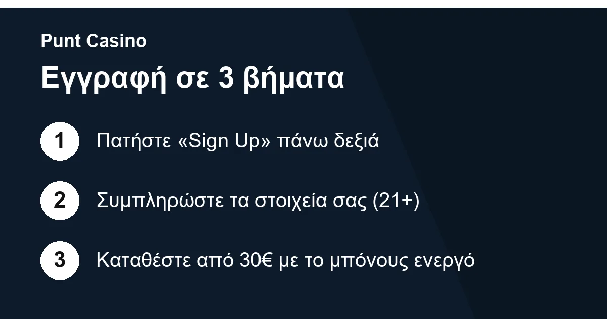 Εγγραφή στο Punt Casino σε τρία βήματα